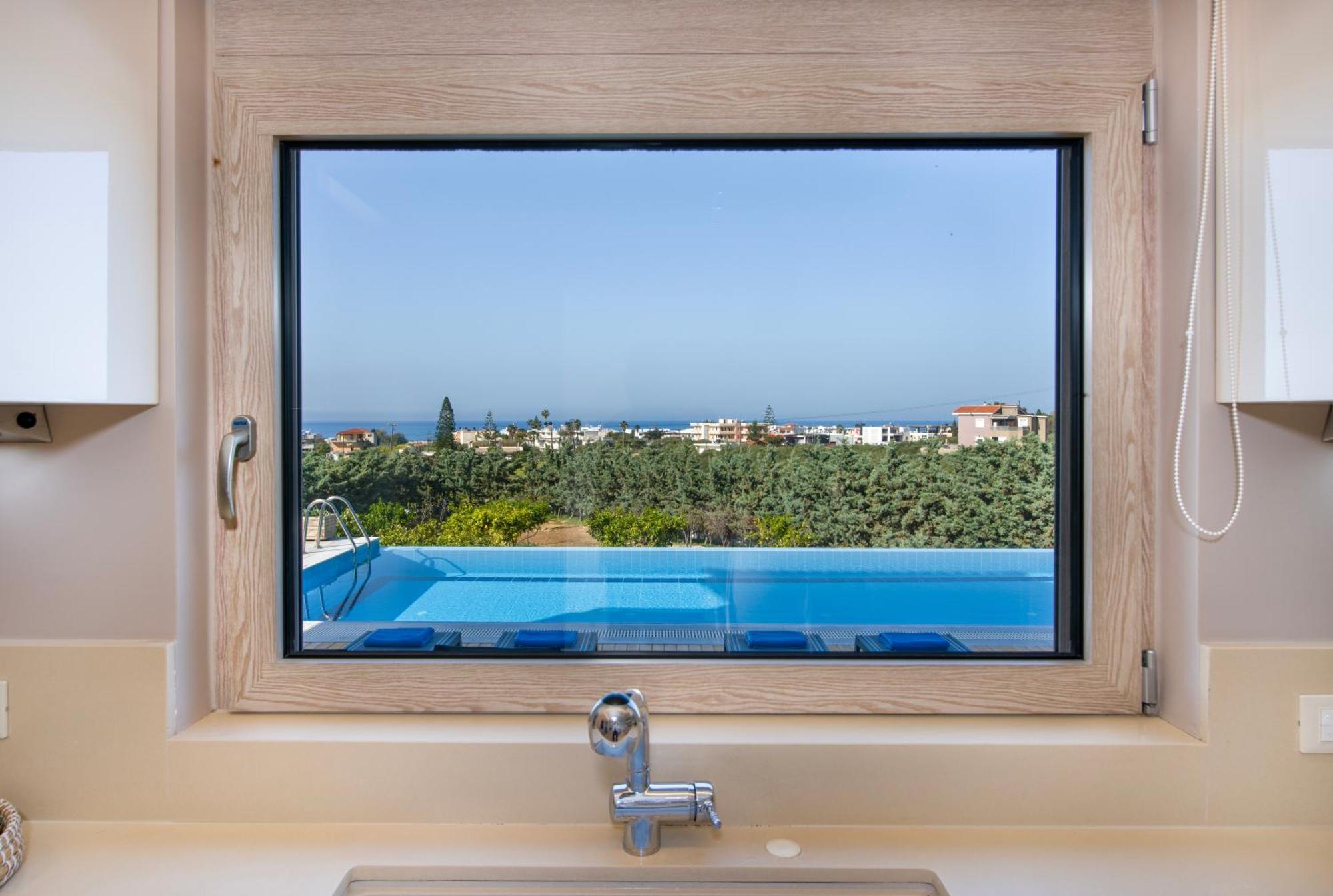 Four Seasons Private Villa - Seaview - Big Heated Pool - Gym - Sport Activities Goúves Eksteriør bilde
