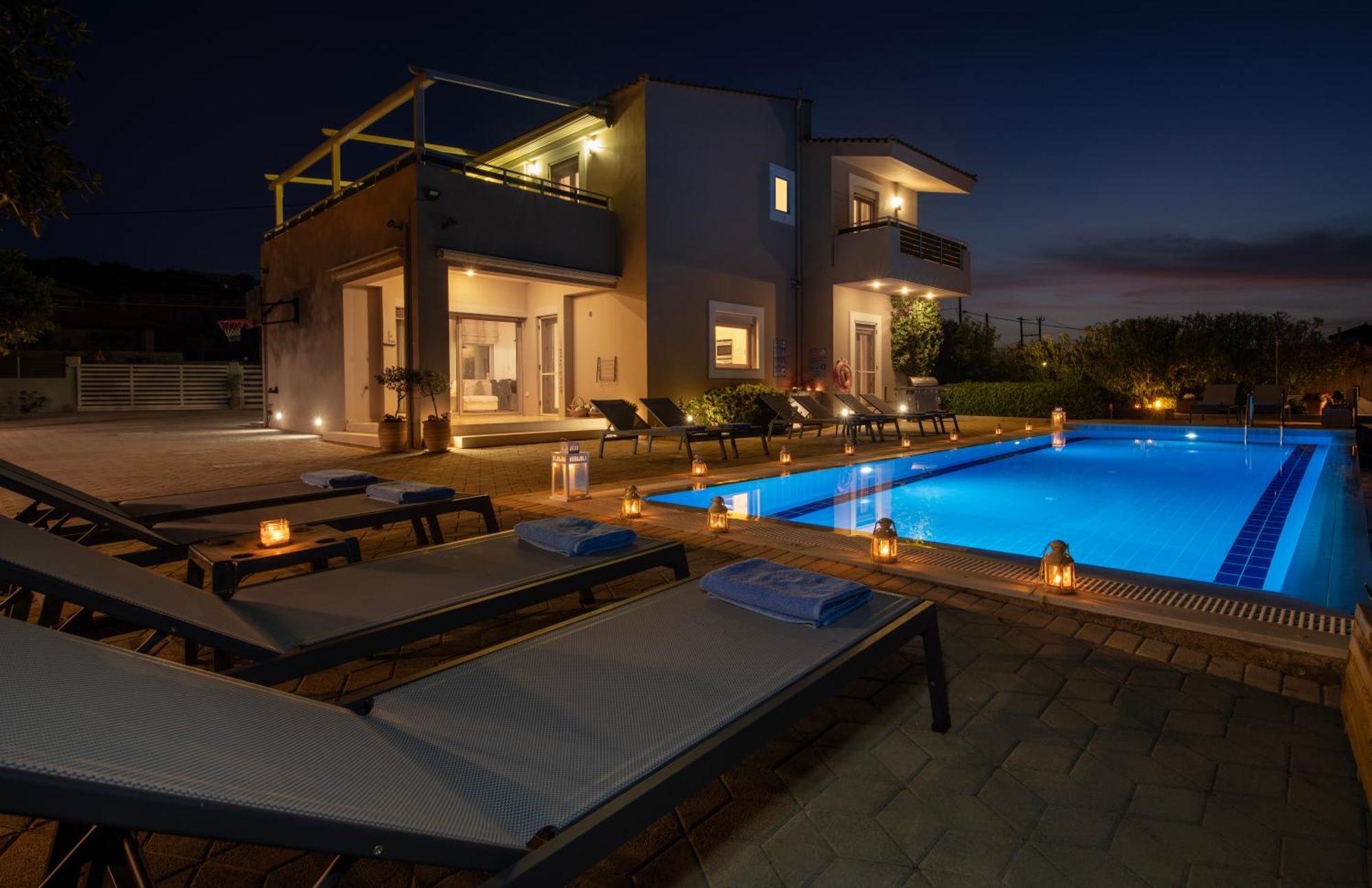 Four Seasons Private Villa - Seaview - Big Heated Pool - Gym - Sport Activities Goúves Eksteriør bilde