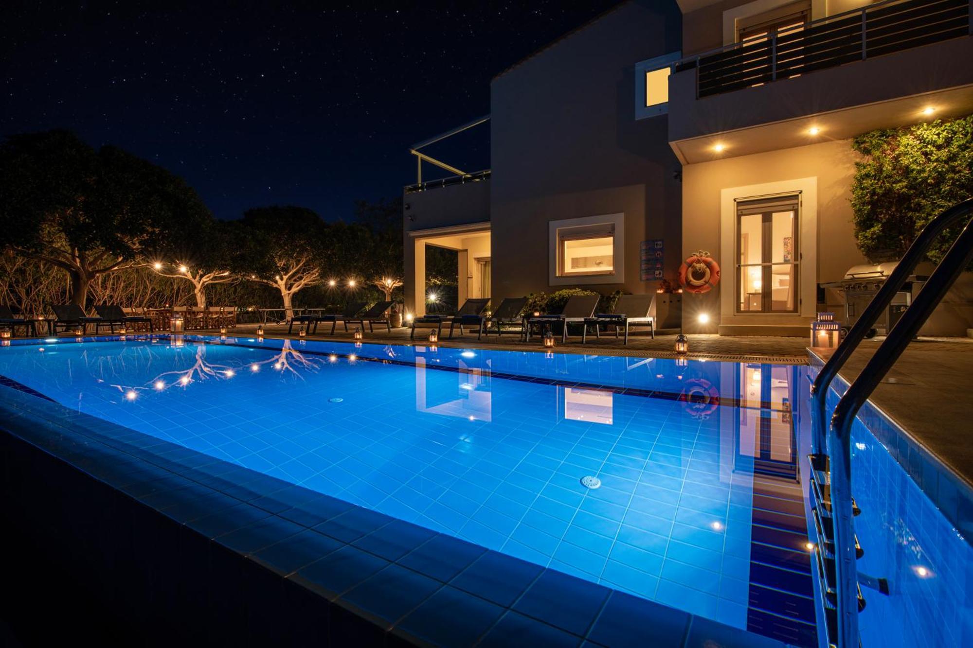 Four Seasons Private Villa - Seaview - Big Heated Pool - Gym - Sport Activities Goúves Eksteriør bilde