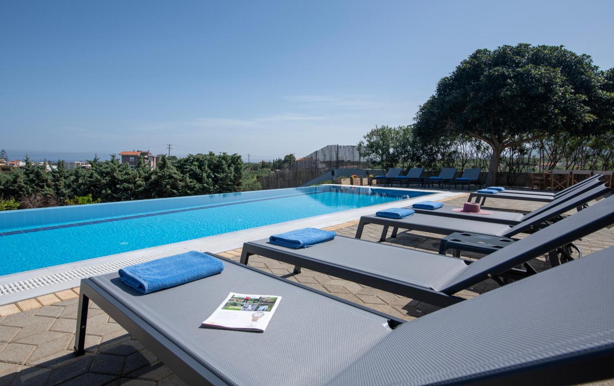 Four Seasons Private Villa - Seaview - Big Heated Pool - Gym - Sport Activities Goúves Eksteriør bilde
